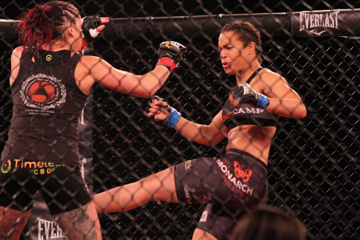 Jessy Miele, left, versus Elizabeth Phillips during CES 56 in CT