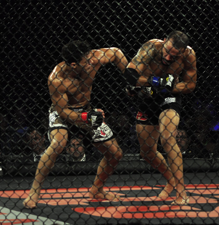 MMA fighters Vinicius De Jesus, left, versus Chris Lozano