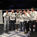 Terrell Clark, center, celebrates on Jan. 2 at Reality Fighting in the Mohegan Sun Arena.